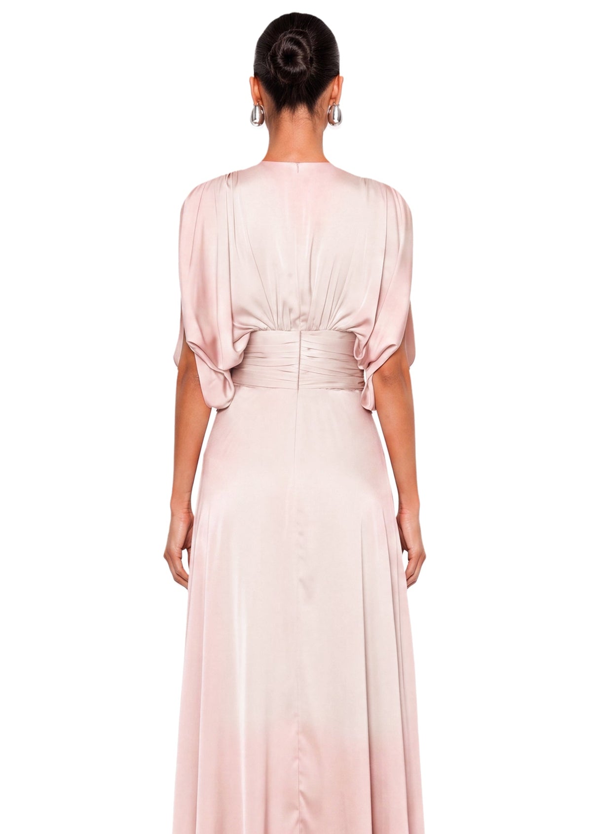 Jacobien Satin Midi Dress In Pink