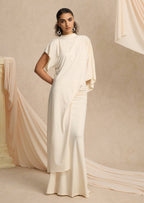 Hiba Asymmetrical Blouse & Maxi Skirt With Draped Set