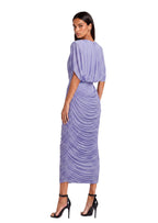 Jaycee Round Neck Pleated Sheer Midi Dress