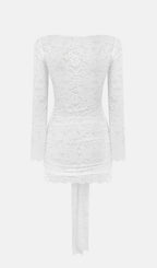 Lace Draped Neckline Mini Dress