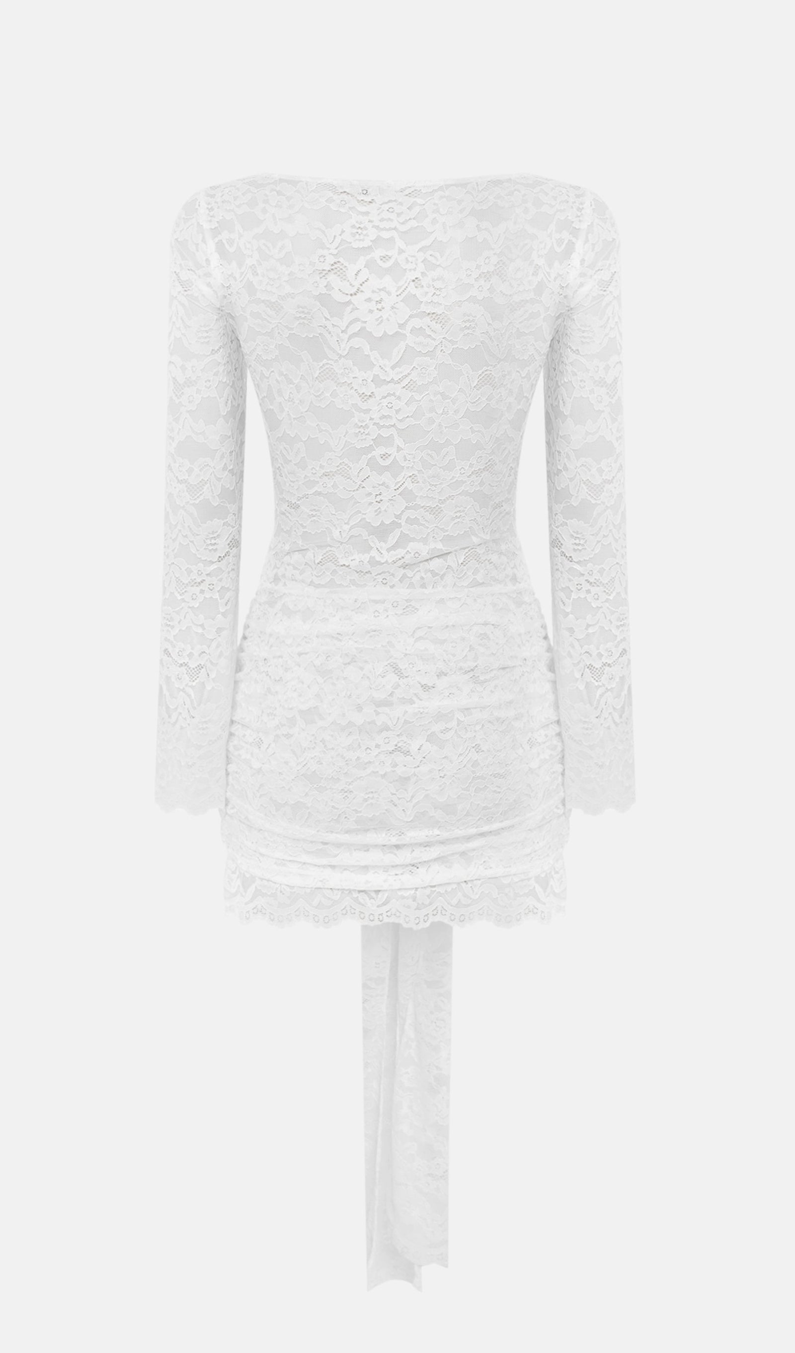Lace Draped Neckline Mini Dress