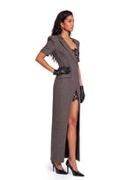 Zaltana Lace-Trimmed Slit Midi Dress