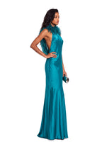 Walden Feather Collar Satin Maxi Dress