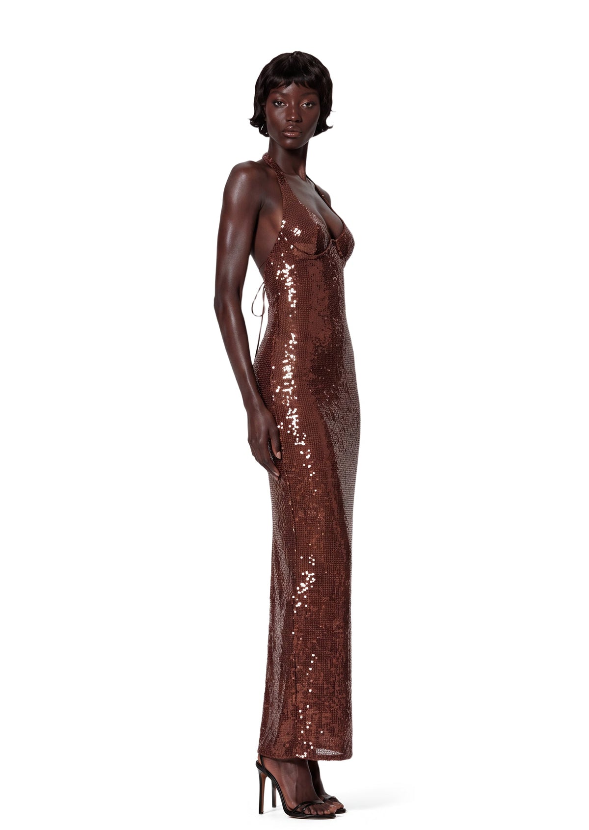 Jacop Sequined Halter Maxi Dress