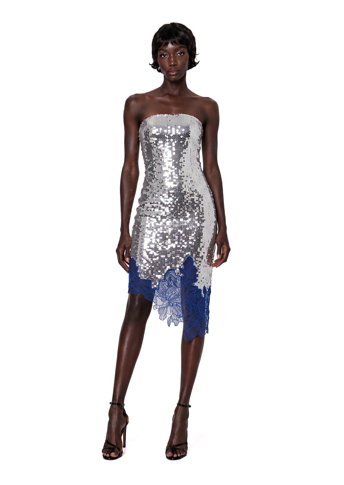 Haakon Strapless Lace  Sequin Midi Dress