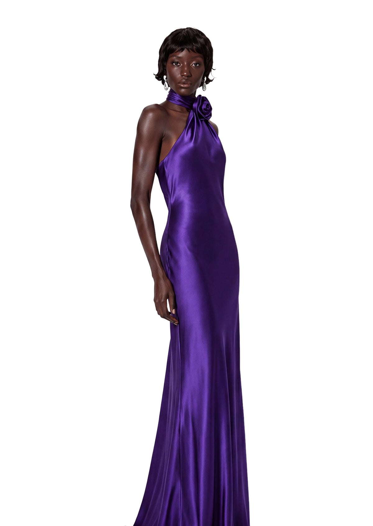 Kadience Satin Halter Neck Maxi Dress