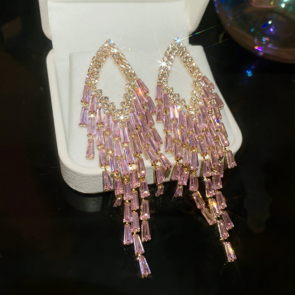 Tate Crystal Tassel Long Earring