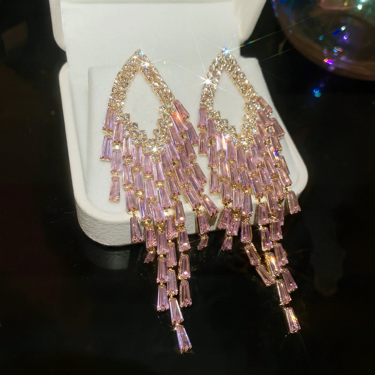 Tate Crystal Tassel Long Earring