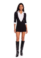 Tahir Knitted Patchwork Neckline Mini Dress