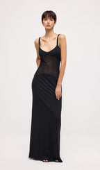 Solid Sheer Knit Curve Maxi Dress In Black