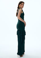 Leontine Knit Bandage Maxi Dress In Green