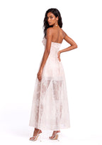 Xhosa V Neck Lace Midi Dress In White
