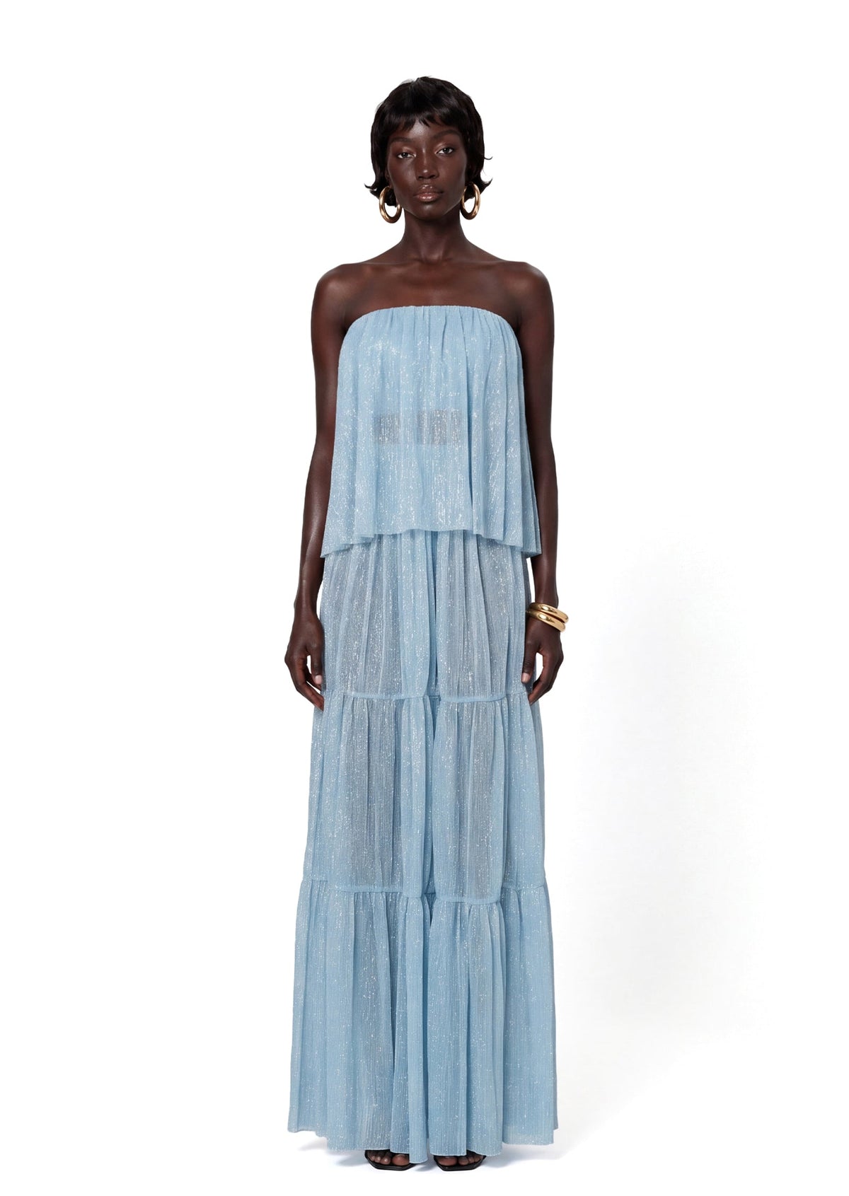 Chasya Strapless Top & Skirt Set With Subtle Shimmer