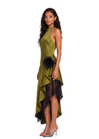 Walvia Satin Lace Sleeveless Midi Dress In Green