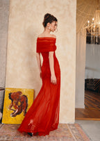 Slinky Off Shoulder Maxi Dress