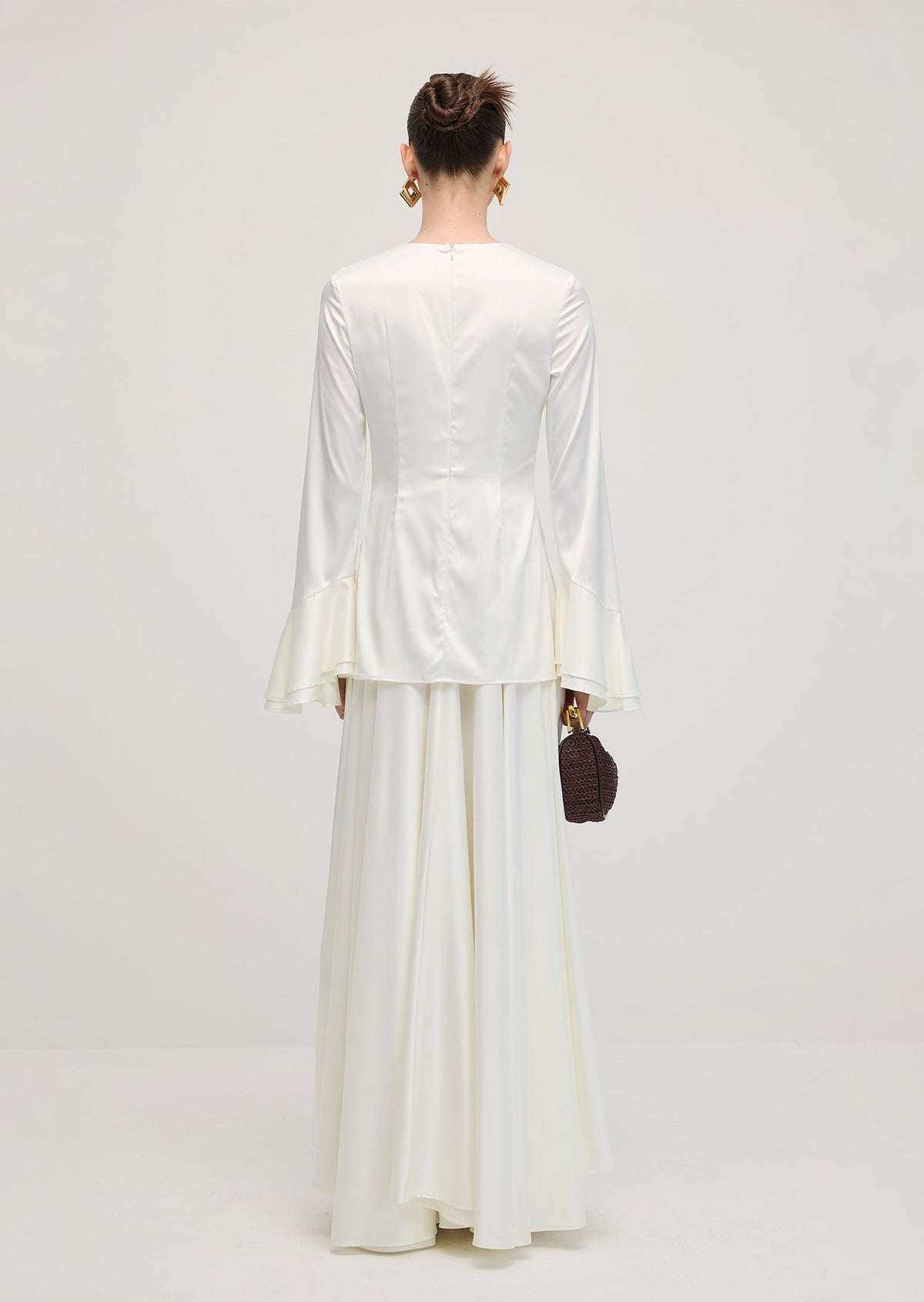 Asymmetrical Draped Bodice Ruffle Maxi Dress