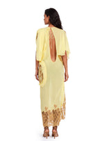 Sabra Sheer Lace Midi Dress In Yellow