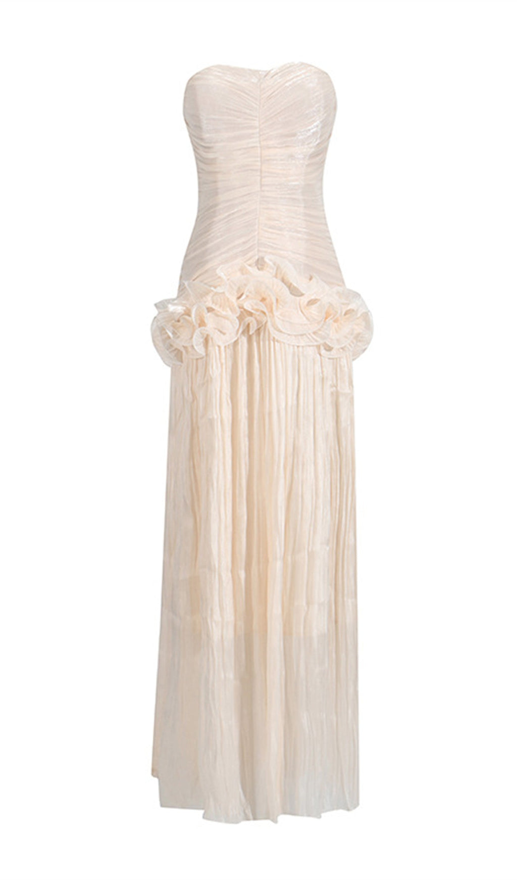 Slim Strapless Ruffle Maxi Dress