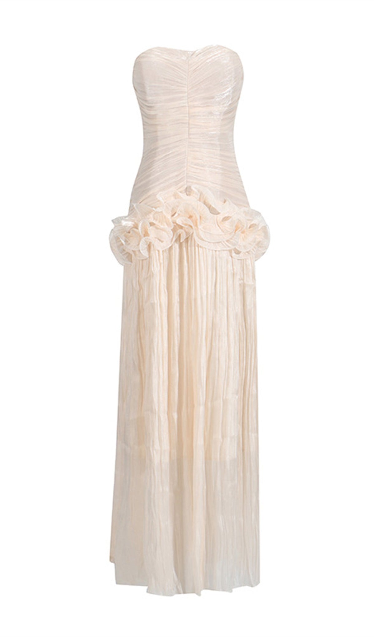 Slim Strapless Ruffle Maxi Dress