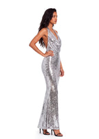Wan Sequined Maxi Dress In Silver