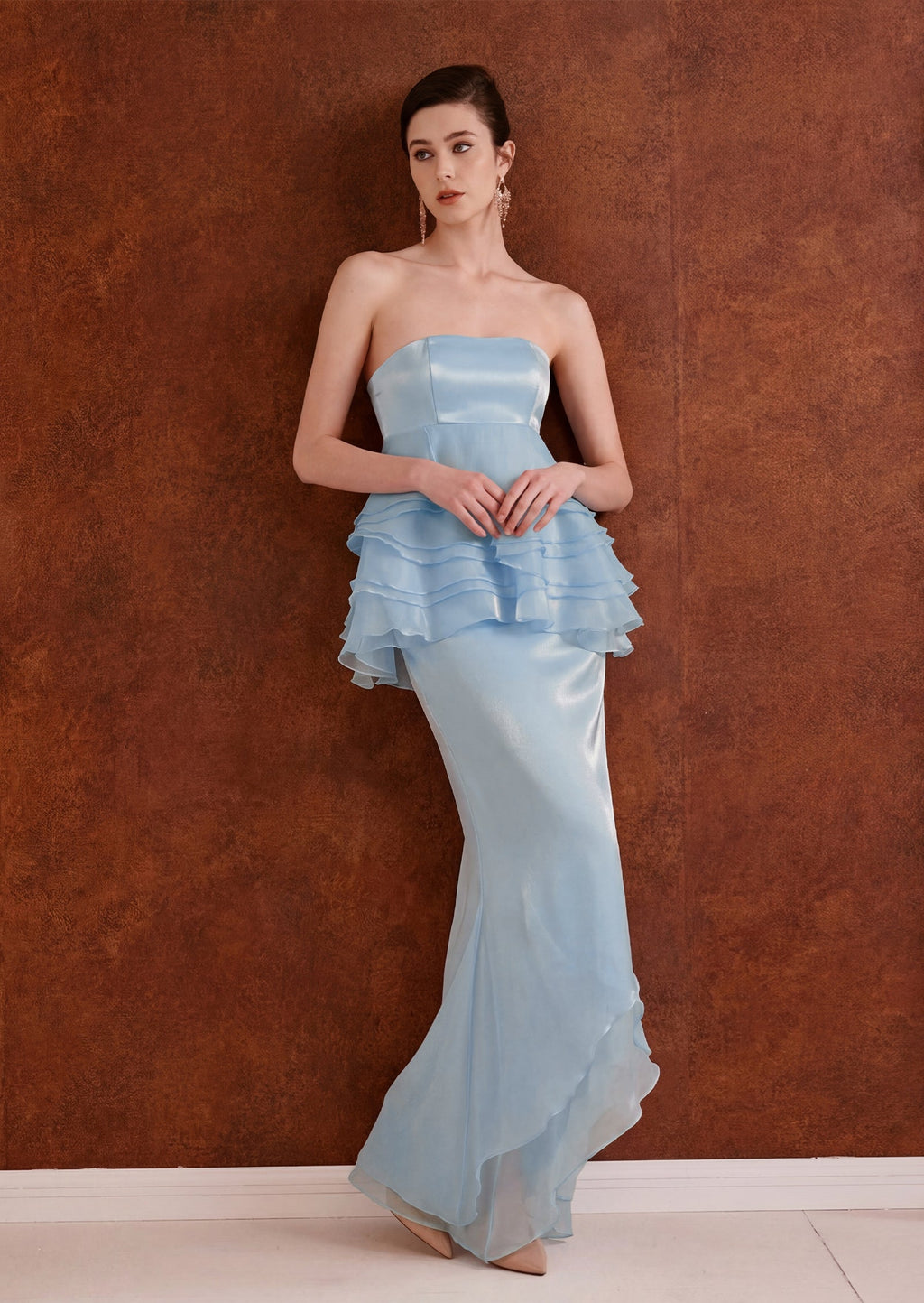 Persasy Two Pieces Layered Maxi Dress In Light Blue