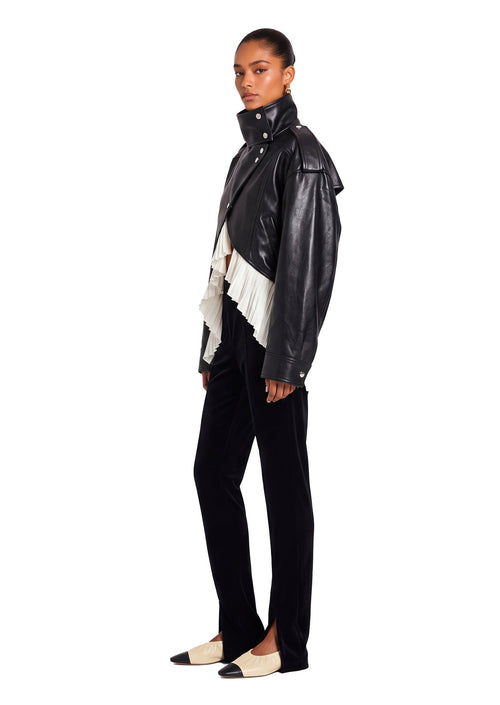 Quasar PU Paneled Ruffle Jacket
