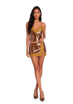 Melora Sequined Top & Mini Skirt Set In Brown