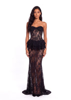 Zacharias Lace Strapless Maxi Dress In Black