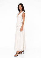 Gaenor Maxi Skirt Two Piece Set In White