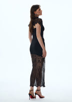 Lace Trimmed Strapless Maxi Dress Set