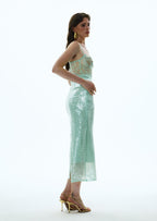 Alixandra Maxi Dress With Sheer Lace Bustier