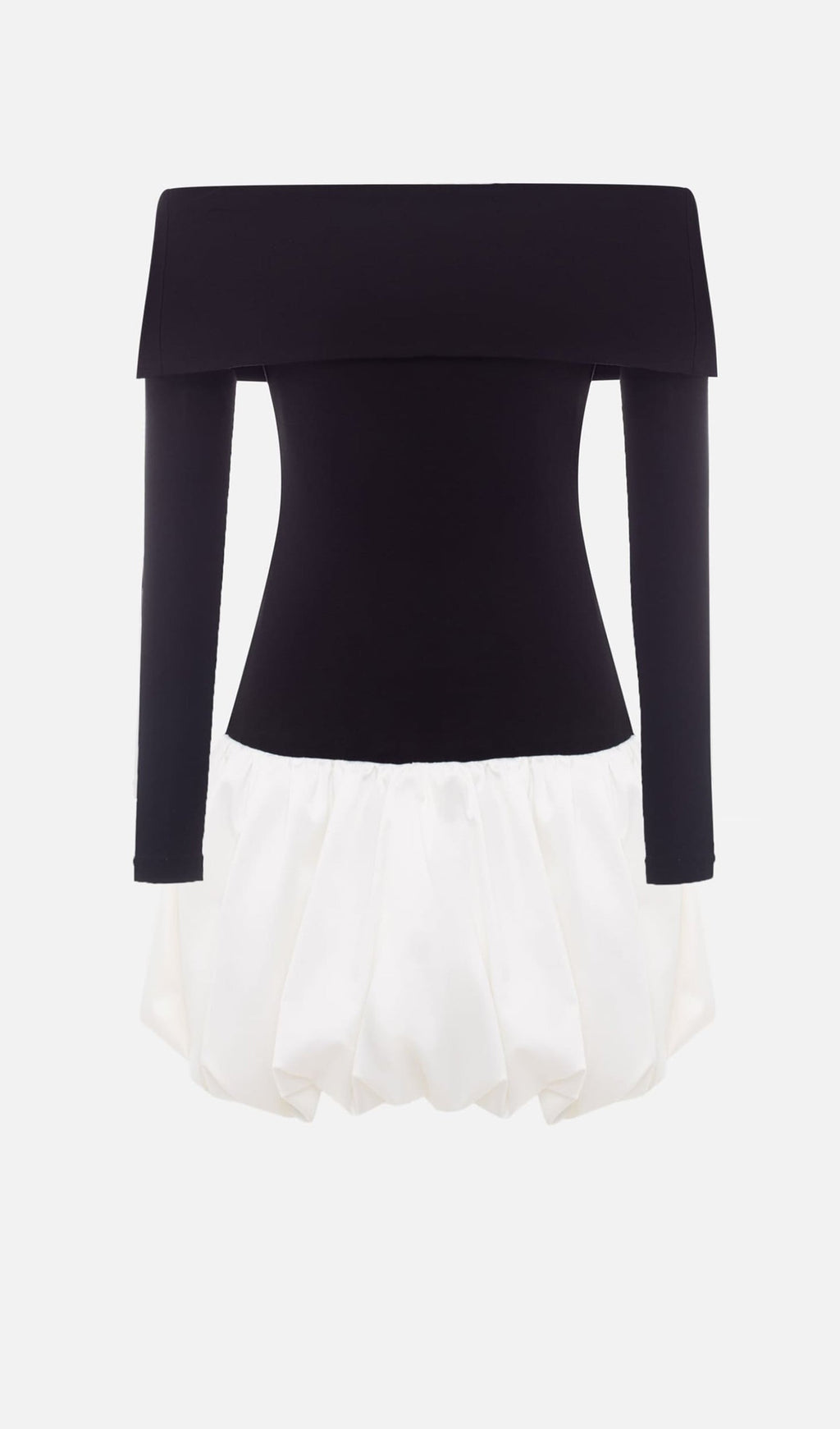 Open Shoulders Balloon Mini Dress-White