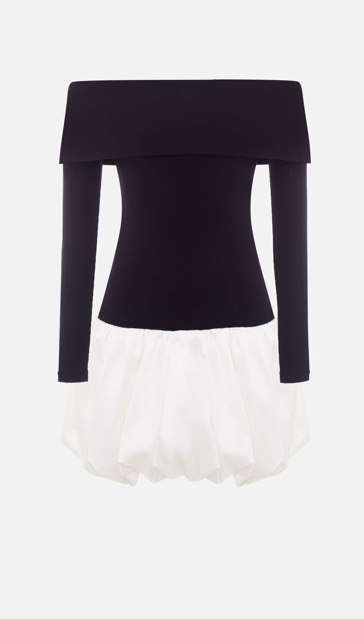 Open Shoulders Balloon Mini Dress-White