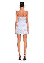 Babe  Satin Lace Mini Dress In Blue