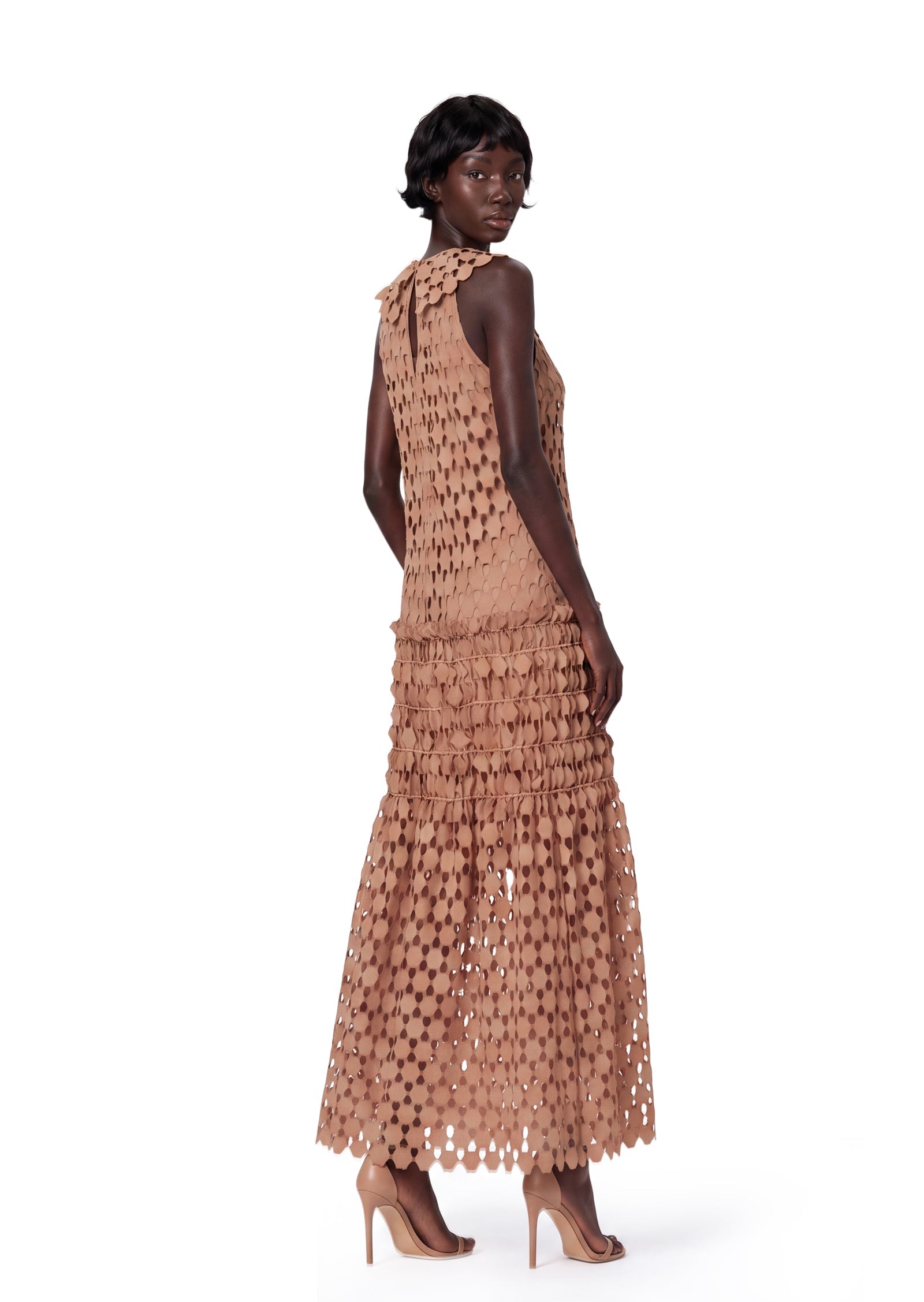 Almarie Lace High Neck Maxi Dress In Orange