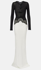 Open Twist Lace Maxi Dress In Black White