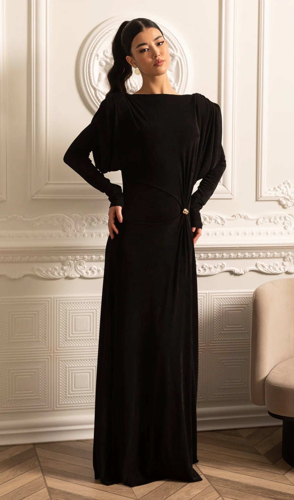 Metallic Decor Maxi Dress