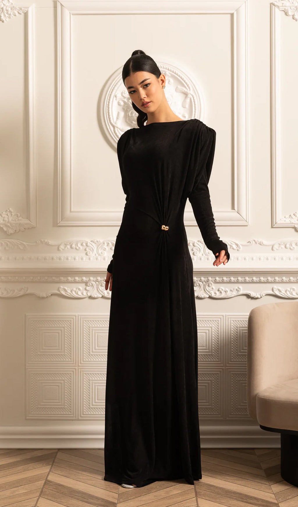 Metallic Decor Maxi Dress