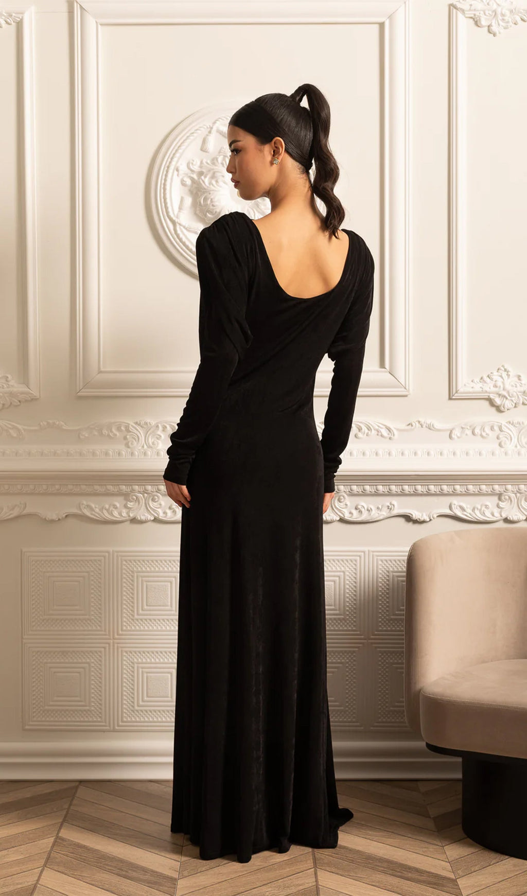 Metallic Decor Maxi Dress