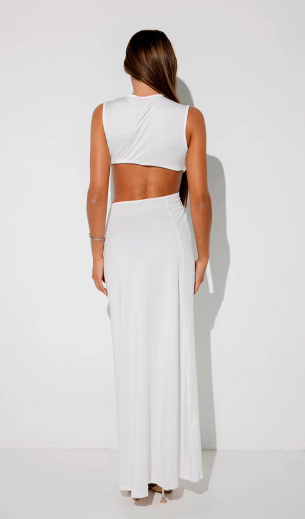 One-Shoulder Cut-Out Maxi Dress-White