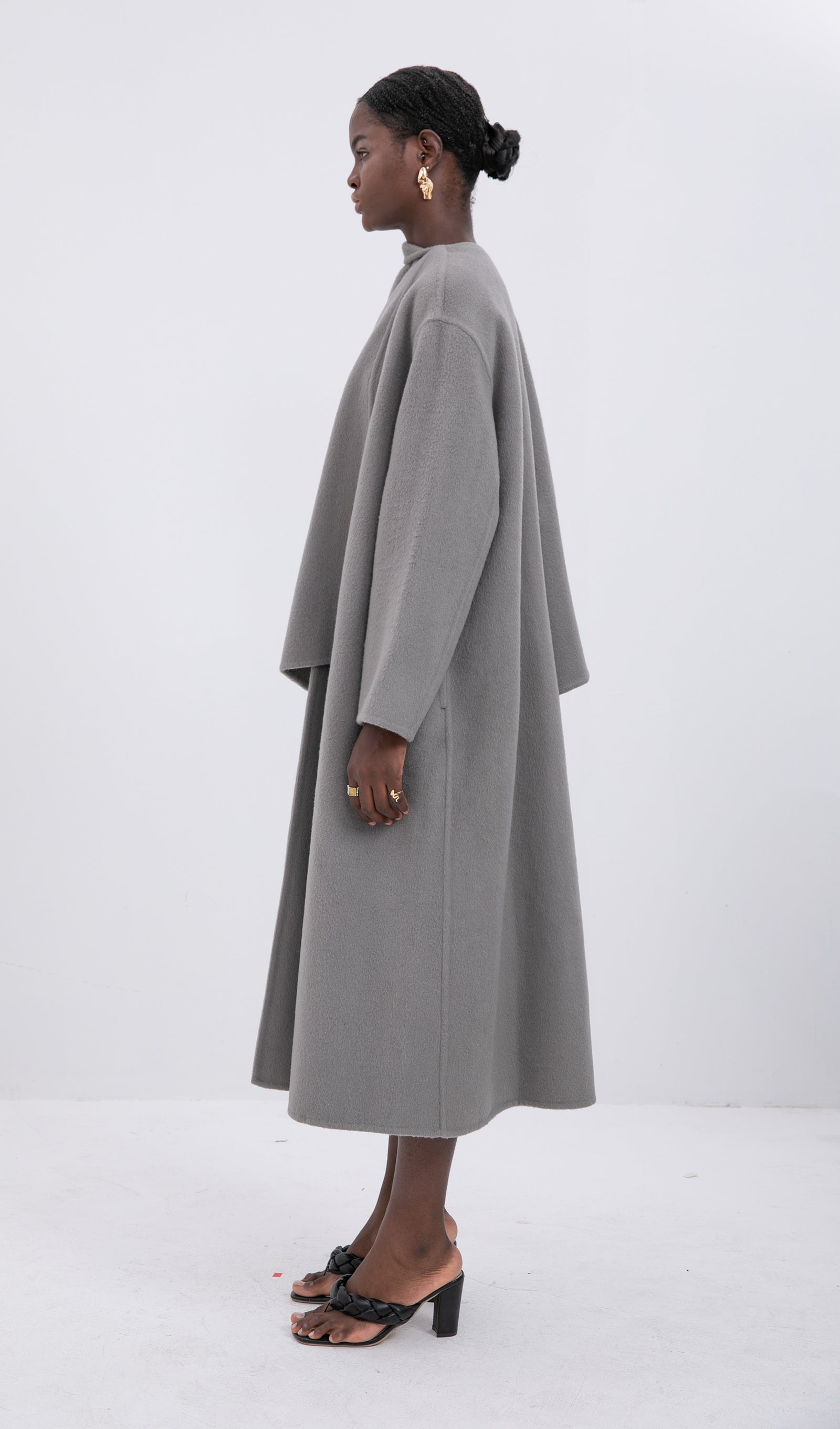 Trendy Oversized Cape Style Coat-Grey