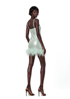 Padmavati Sequined Mini Dress In Mint Green