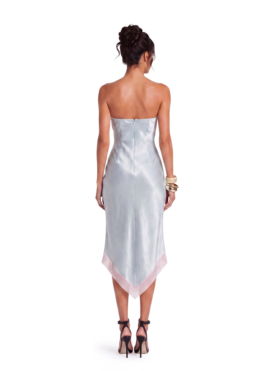 Deodat Lace Satin Strapless Midi Dress