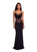Oakley Lace  Satin Maxi Dress In Black