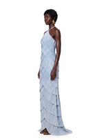 Kadmiel Halter Neck Multi  Layered Ruffled Maxi Dress