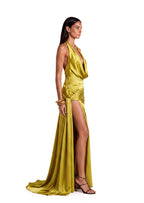 Kabibe Halter Neck Open Back Maxi Dress In Yellow