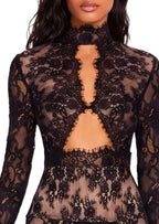 Xerxes Lace Sheer Maxi Dress In Black