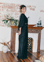 Saathvik Satin Right Angle Shoulder Maxi Dress