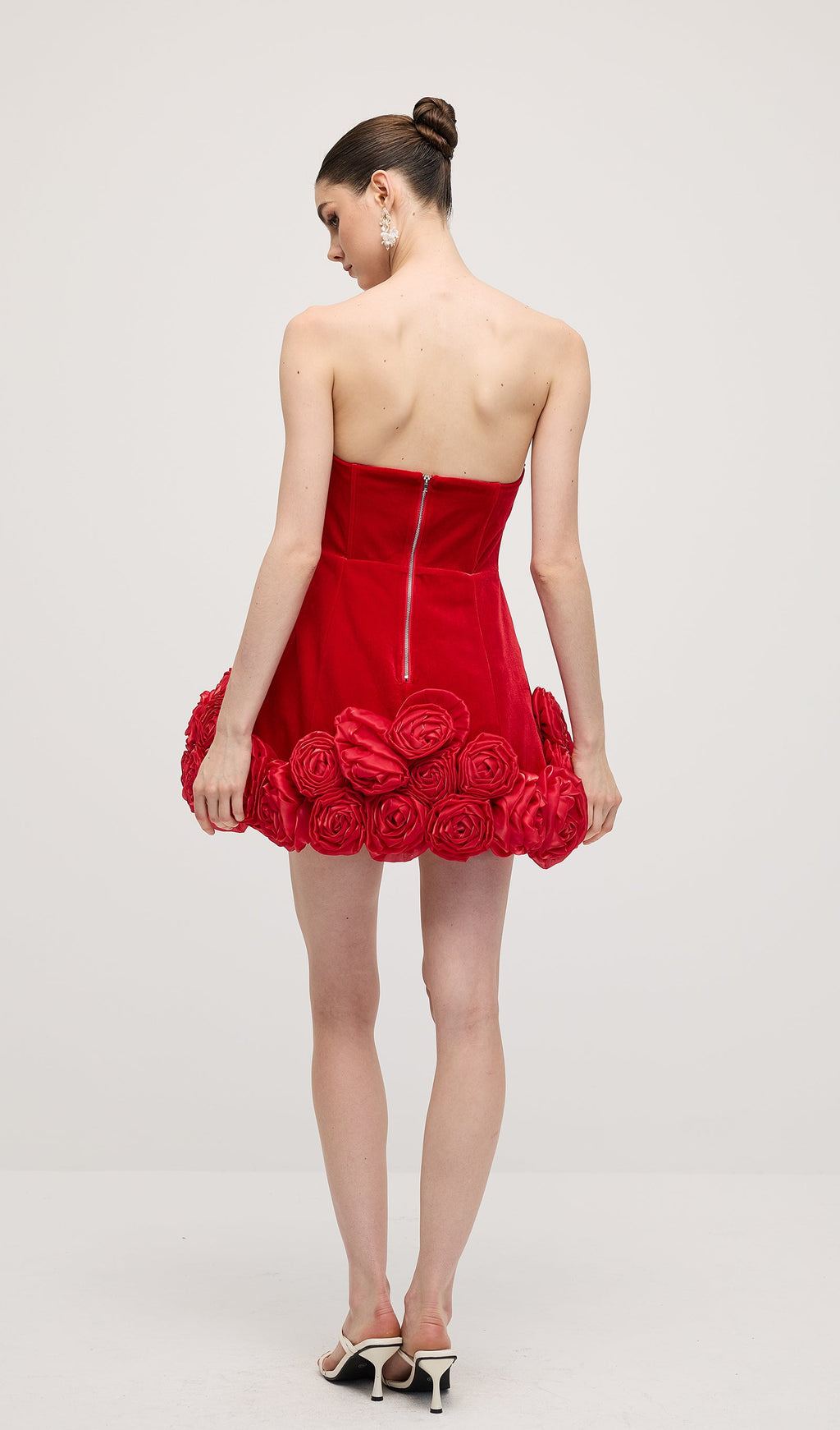 Off Shoulder Flower Mini Dress In Red