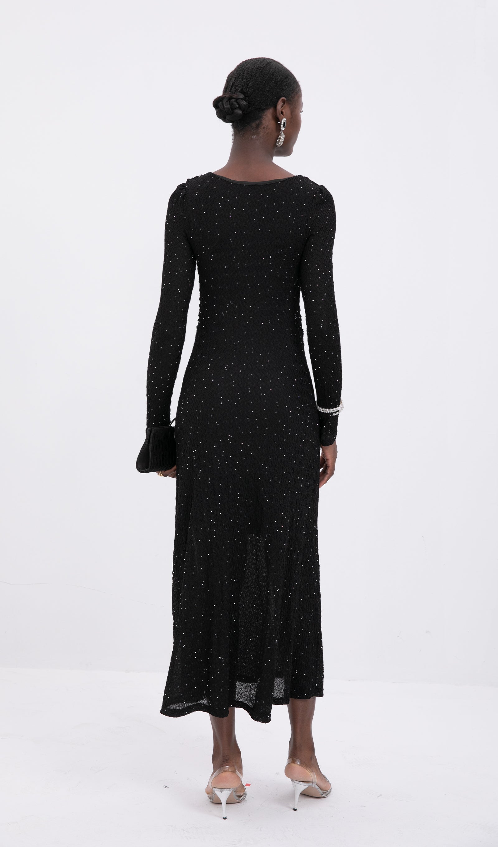 Knit Twist-Front Midi Dress